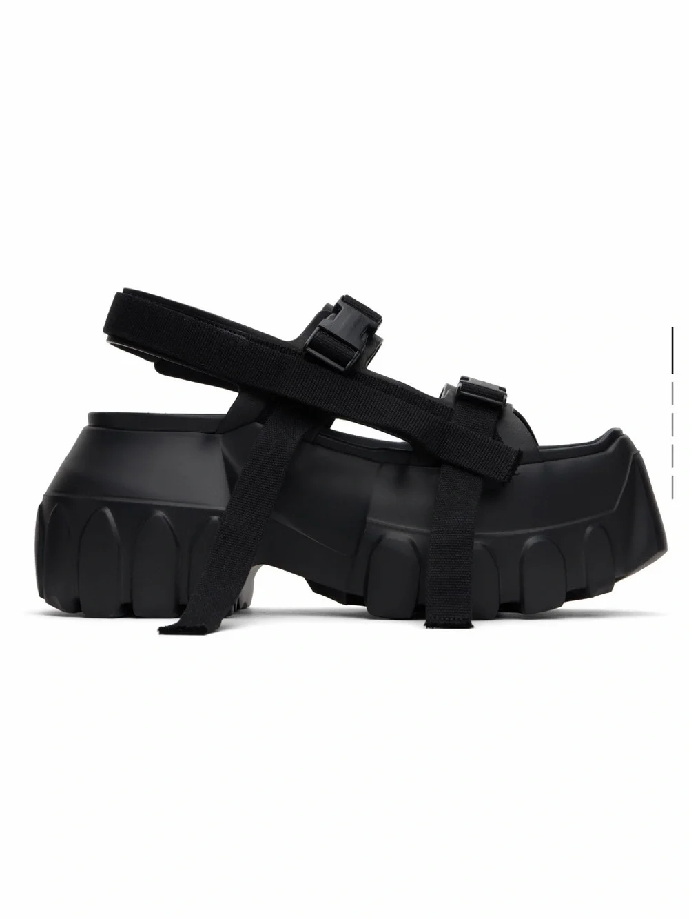 RICK OWENS BLACK HOLLYWOOD MEGA TRACTOR PLATFORM SANDALS